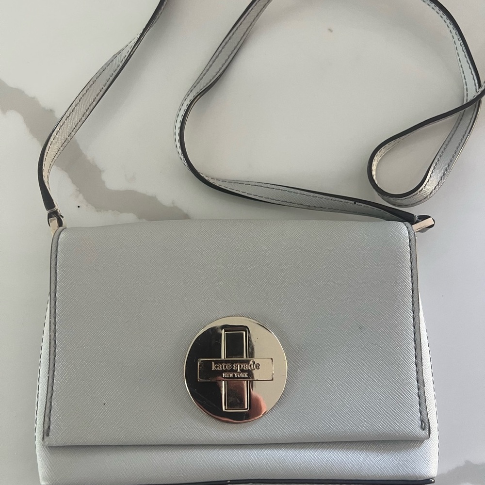 Kate Spade White Crossbody Bag with Silver Accent